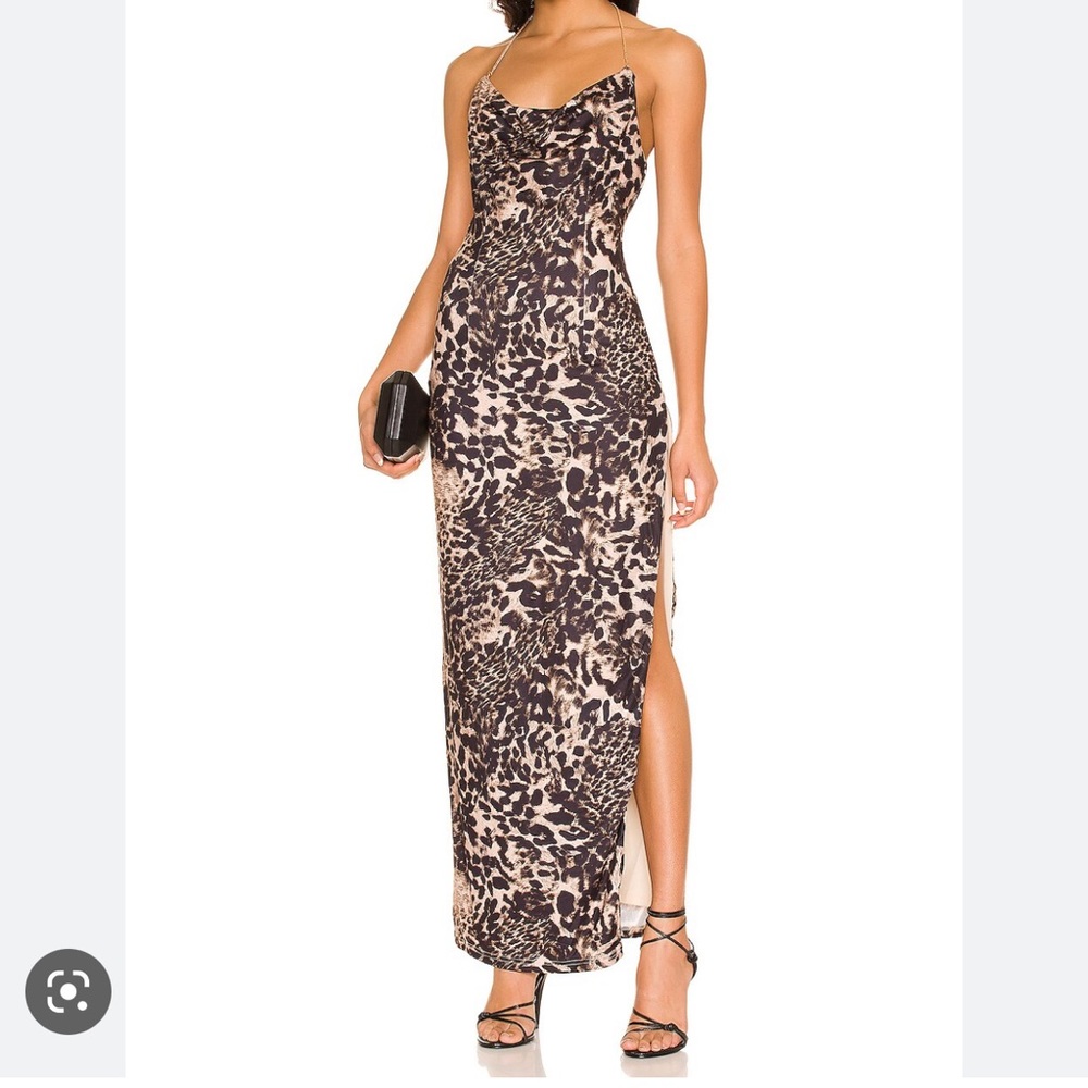 Superdown Kimberly slit maxi dress NEW leopard